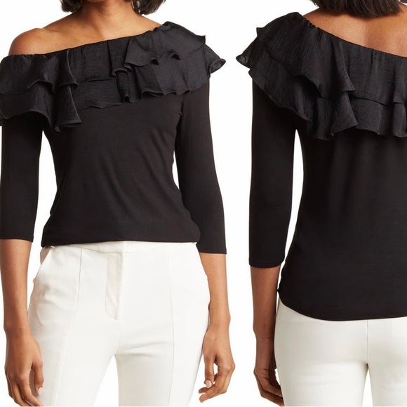NWT Catherine Malandrino ON/OFF the shoulder black top - Picture 1 of 5